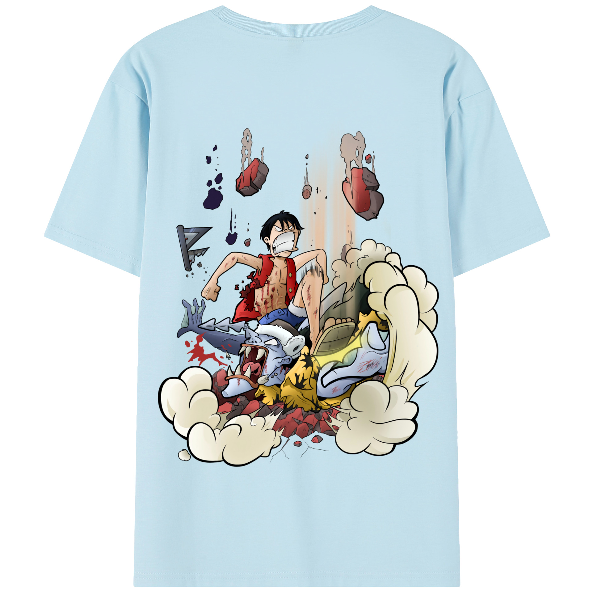 ワンピース モンキー・D・ルフィ ONE PIECE Monkey D. Luffy 綿100％半袖Tシャツ（背面プリント）